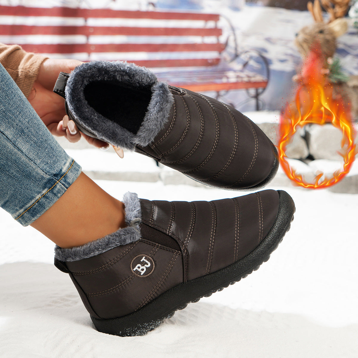 Damen Komfortable Winterboots mit kuscheligem Futter und rutschfester Sohle Amawinc