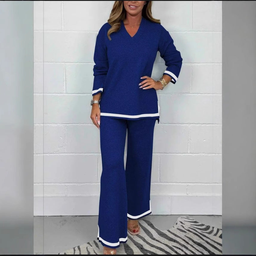 Damen Lässiges Strick-Set mit weitem Schnitt und eleganten Kontrasten Amawinc