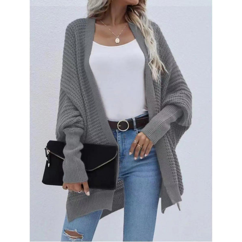 Damen luftige Strickjacke mit offenes Design und feiner Maschenstruktur Amawinc