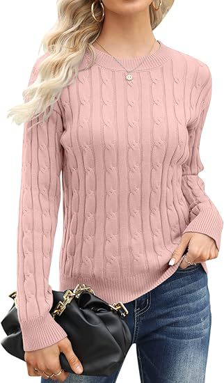 Damen klassischer Strickpullover mit Zopfdesign Amawinc