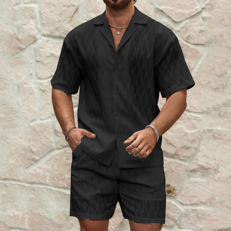 Ensemble Homme T Shirt À Manches Courtes Et Short En Coton Léger, Coupe Décontractée, 2 Pièces Été