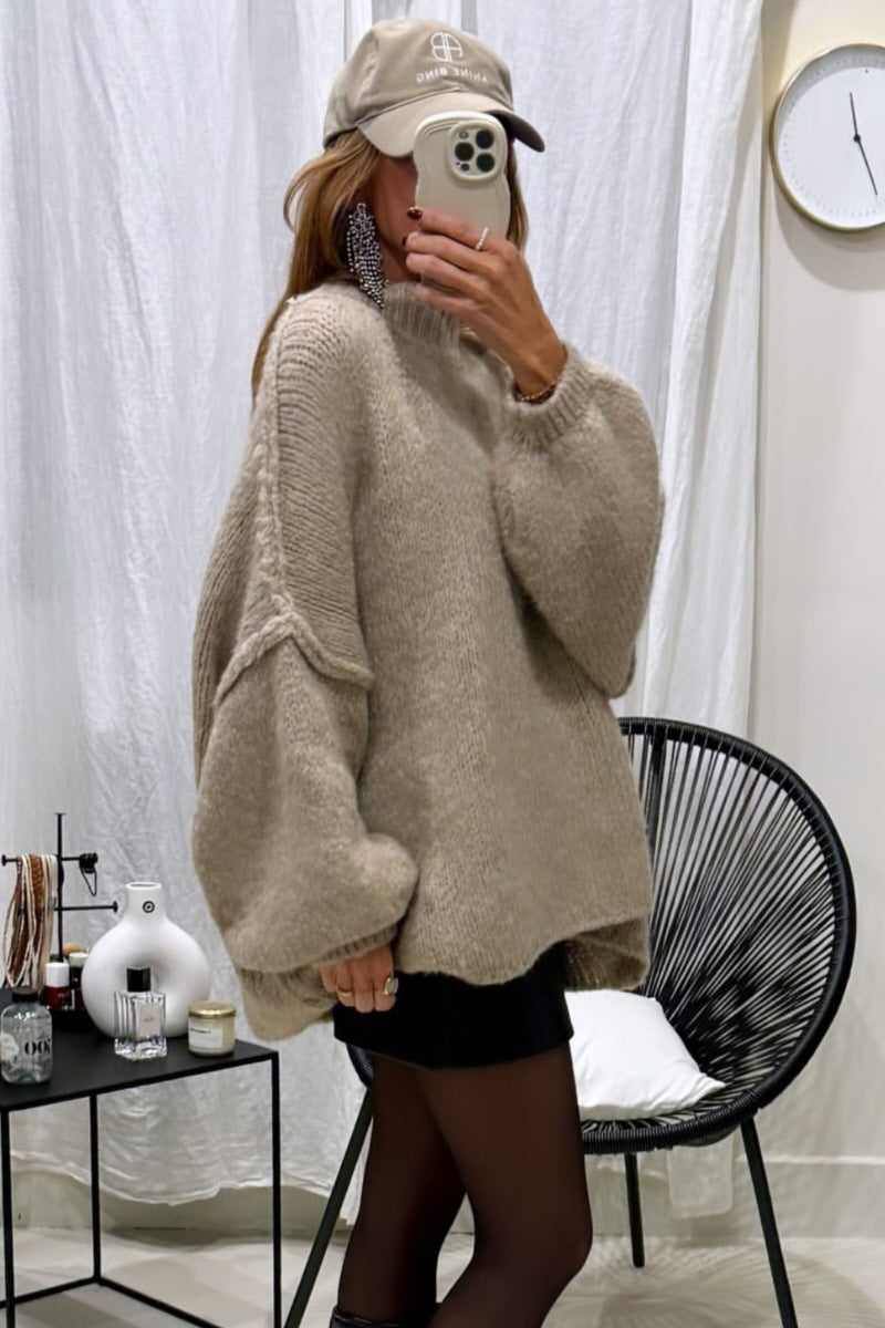 Damen Oversized Strickpullover mit weichem Material und modischen Ärmeln Amawinc