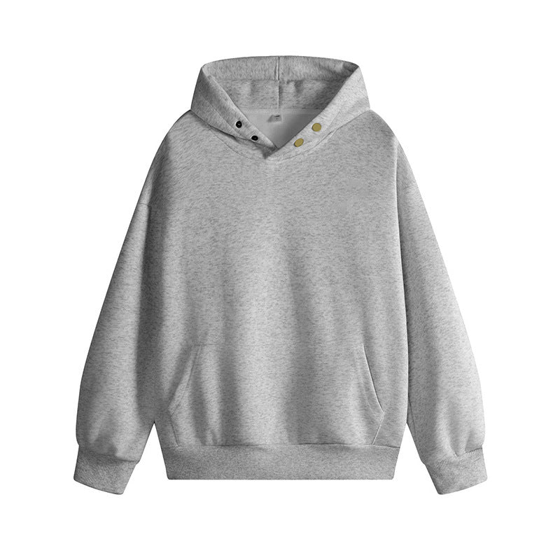 Damen Kapuzenpullover mit innovativem Schnitt und praktischen Druckknöpfen Amawinc