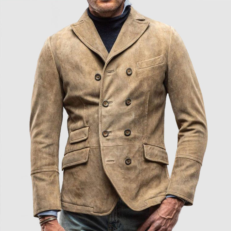 Veste Homme À Double Boutonnage Effet Daim Et Coupe Cintrée Avec Revers À Encoches