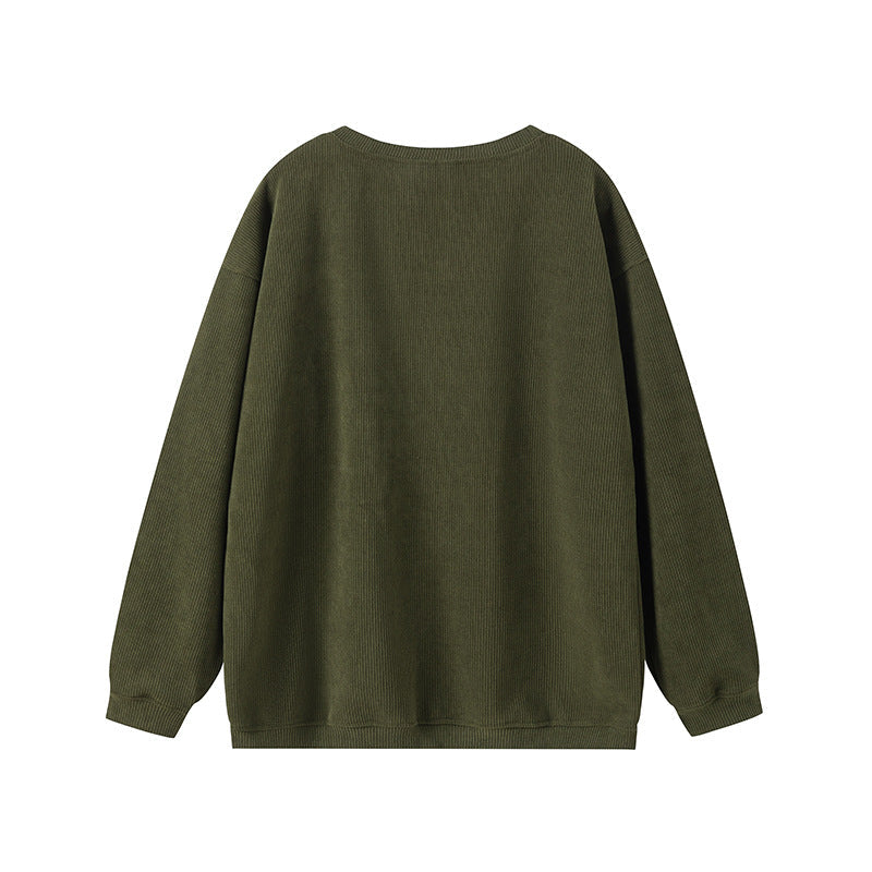 Damen lässiger Sweatshirt mit feiner Rippstruktur und komfortablem Schnitt Amawinc