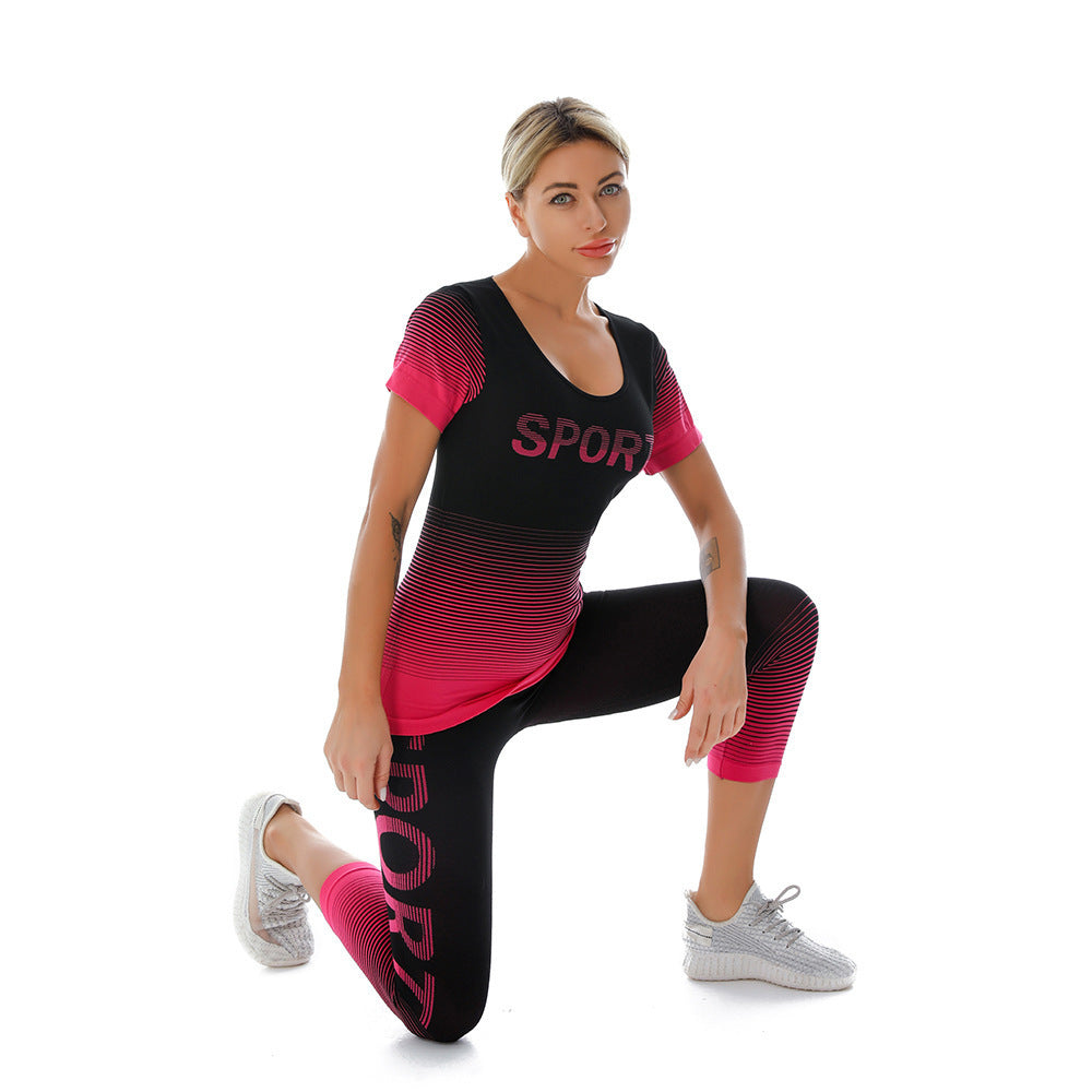 Damen Sportliches Fitness-Set mit grafischem Design und hoher Atmungsaktivität Amawinc