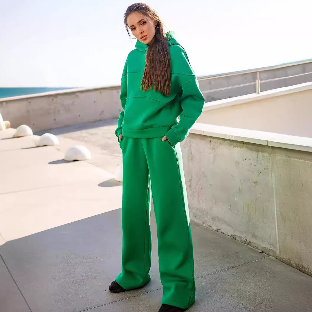 Damen lässiges Hooded Sweatset mit Ziernähten Amawinc