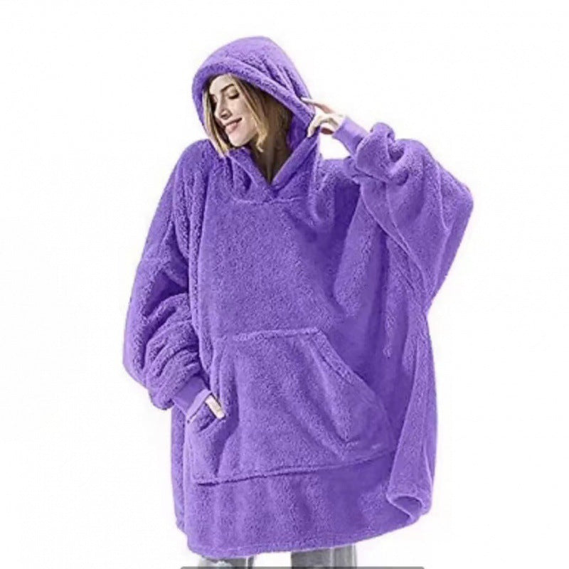 Damen oversize Fleece-Hoodie mit Kängurutasche und Kapuze Amawinc