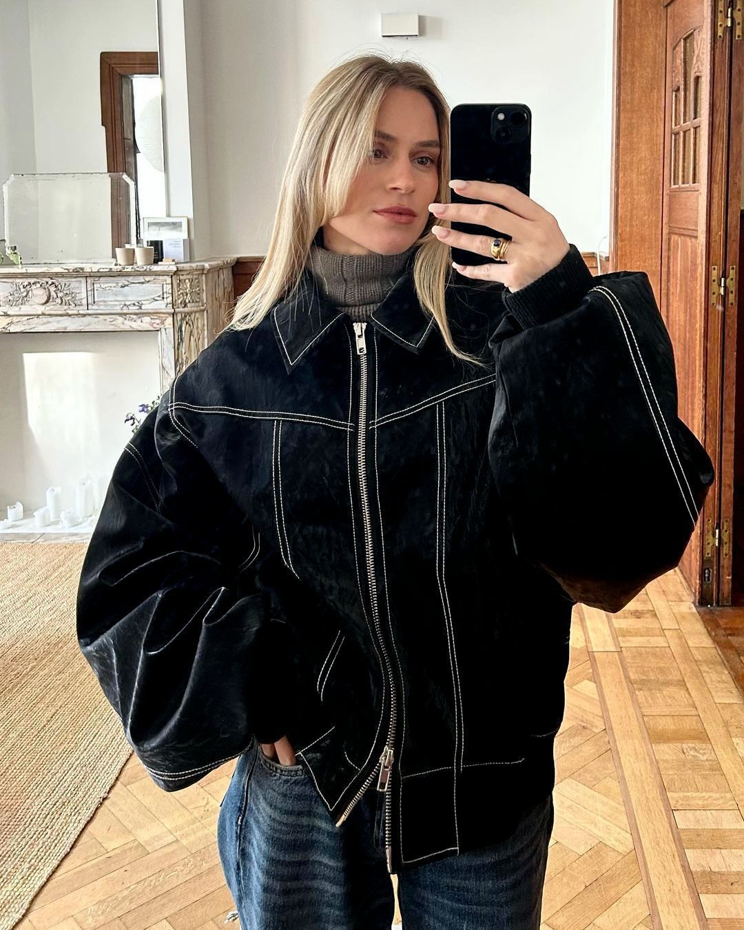 Damen Oversized Kunstleder-Jacke Amawinc