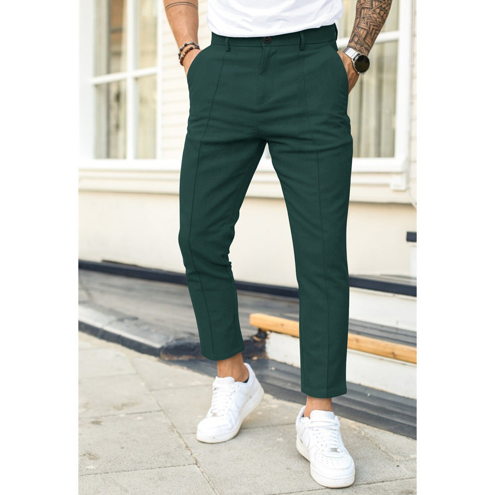 Pantalon Homme Slim Longueur Cheville Avec Plis Doubles Et Passants De Ceinture Par Nordic Flair