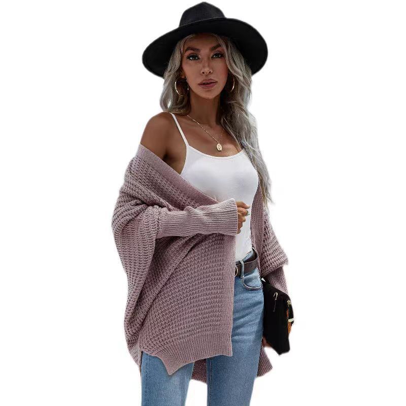 Damen luftige Strickjacke mit offenes Design und feiner Maschenstruktur Amawinc