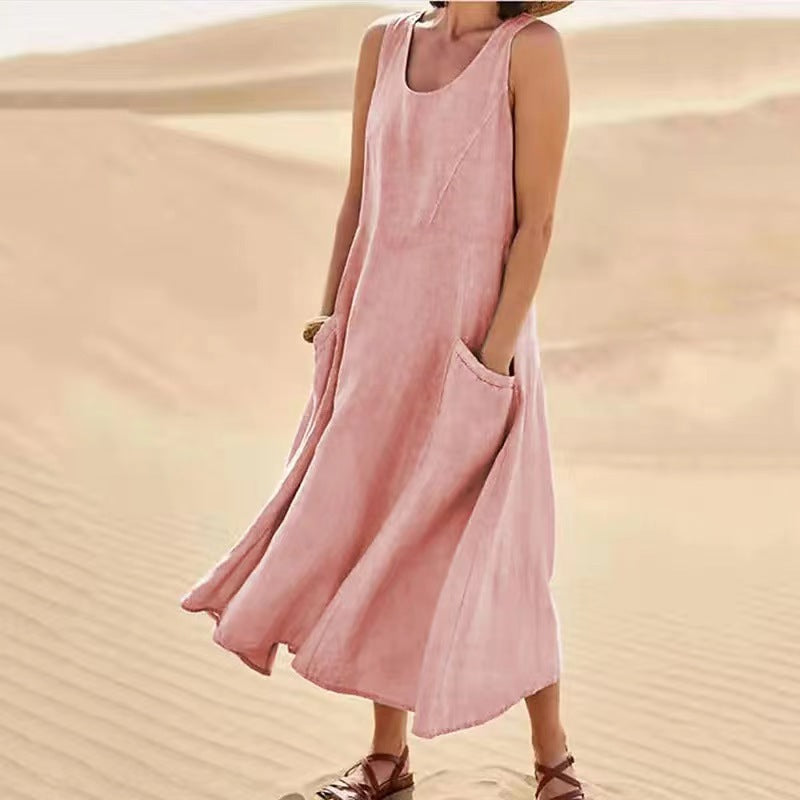 Damen Sommerliches Maxi-Kleid mit praktischen Taschen und lässigem Schnitt Amawinc