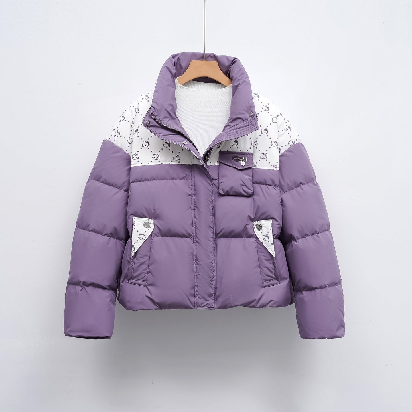 Damen Steppjacke mit hochschließendem Kragen und modischem Muster Amawinc