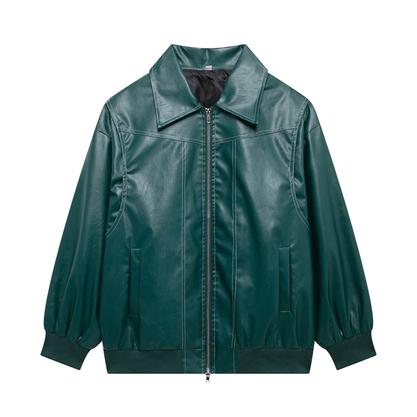 Damen Kunstlederjacke mit lässigem Schnitt und elastischem Saum Amawinc