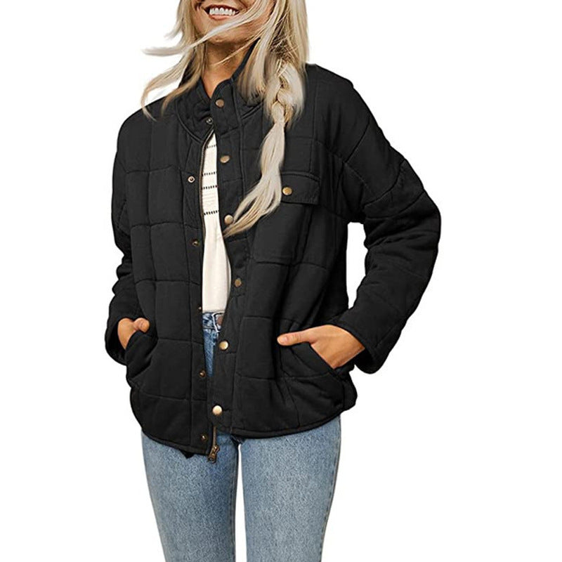 Damen Steppjacke mit dekorativem Knopf Amawinc