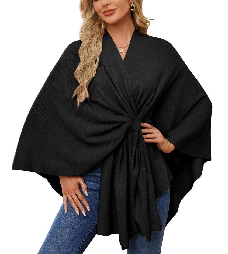 Damen Eleganter Wickelpullover mit asymmetrischem Schnitt Amawinc