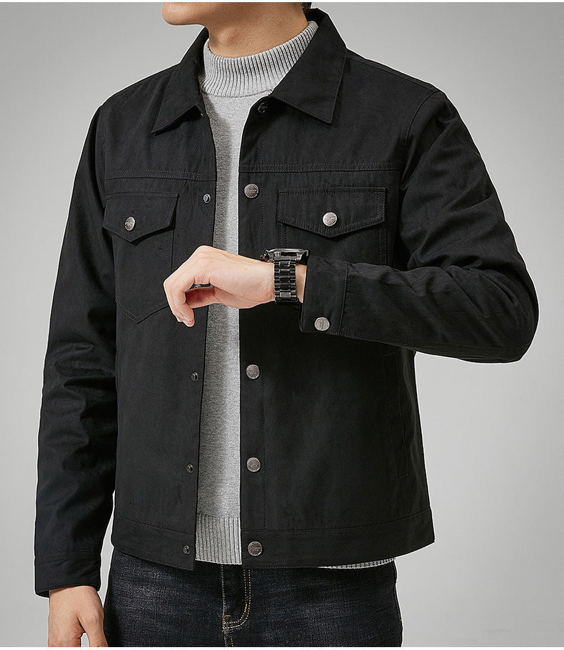 Veste Homme Style Daim Avec Fermeture Bouton Devant Poche Poitrine Décontractée Slim Fit