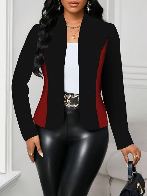 Damen moderne Blazerjacke mit farblich abgesetzten Einsätzen Amawinc