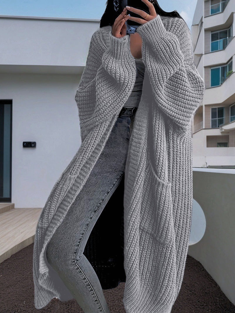 Damen Großer Strickcardigan mit lässiger Passform und großen Taschen Amawinc