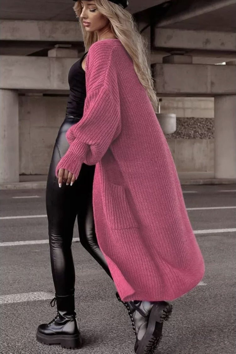 Damen Grobstrickmantel im lässigen Oversized-Stil mit tiefen Taschen Amawinc