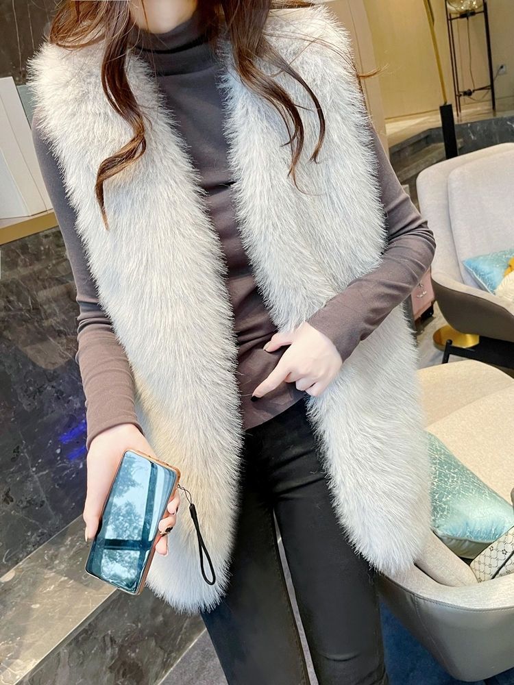 Damen Flauschige Kunstfell-Weste Amawinc