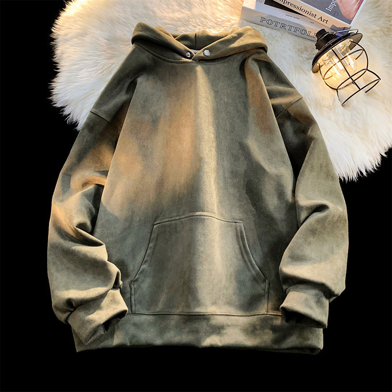 Damen gemütlicher Kapuzenpullover im modernen Velourslook Amawinc