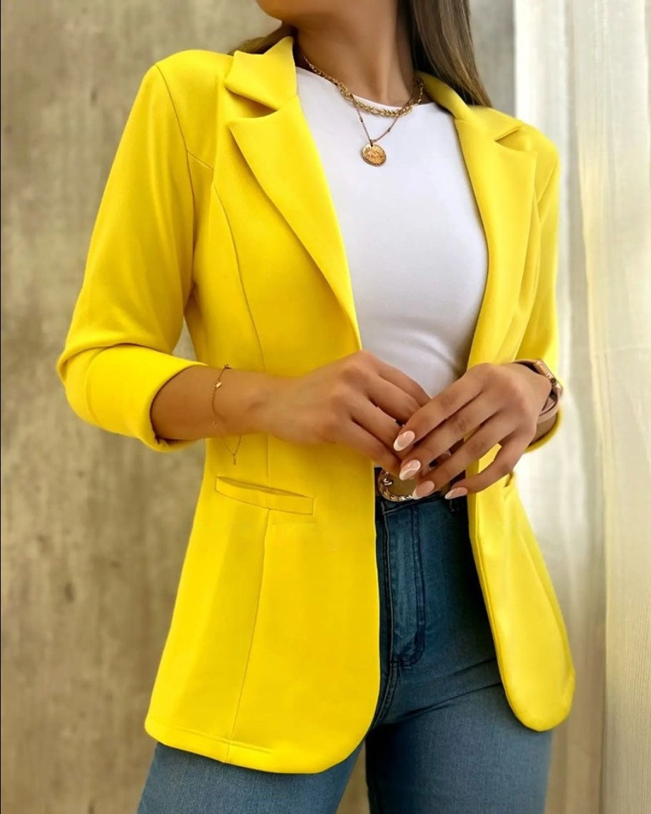 Damen Modischer Blazer mit lässigen Taschen Amawinc