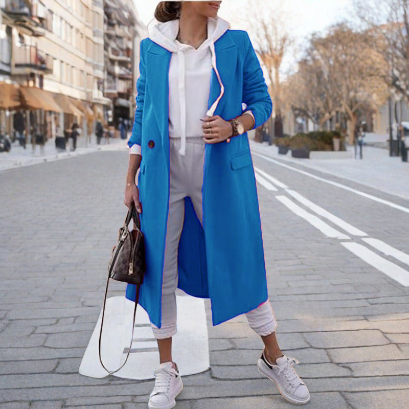 Damen eleganter trenchcoat mit Kapuze Amawinc