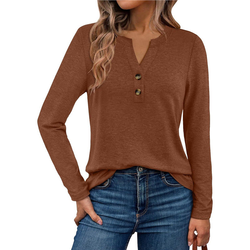 Damen Langarmshirt mit Knopfdetails Amawinc