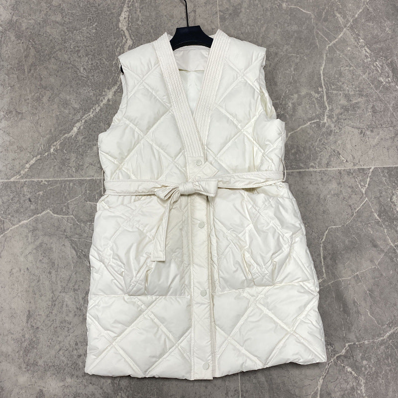 Damen Steppwesten mit Gürtel und hohem Kragen Amawinc