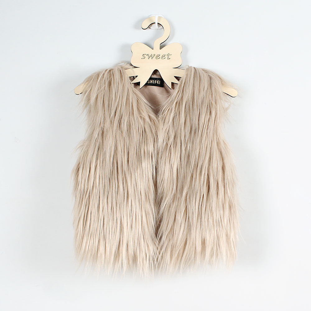Damen Flauschige Kunstfell-Weste mit hohem Kragen Amawinc