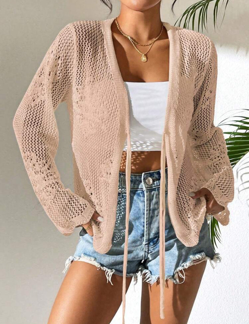 Cardigan Femme Amawinc Léger En Maille Coupe Ample Ouverture Devant Manches Longues Pour Printemps Été
