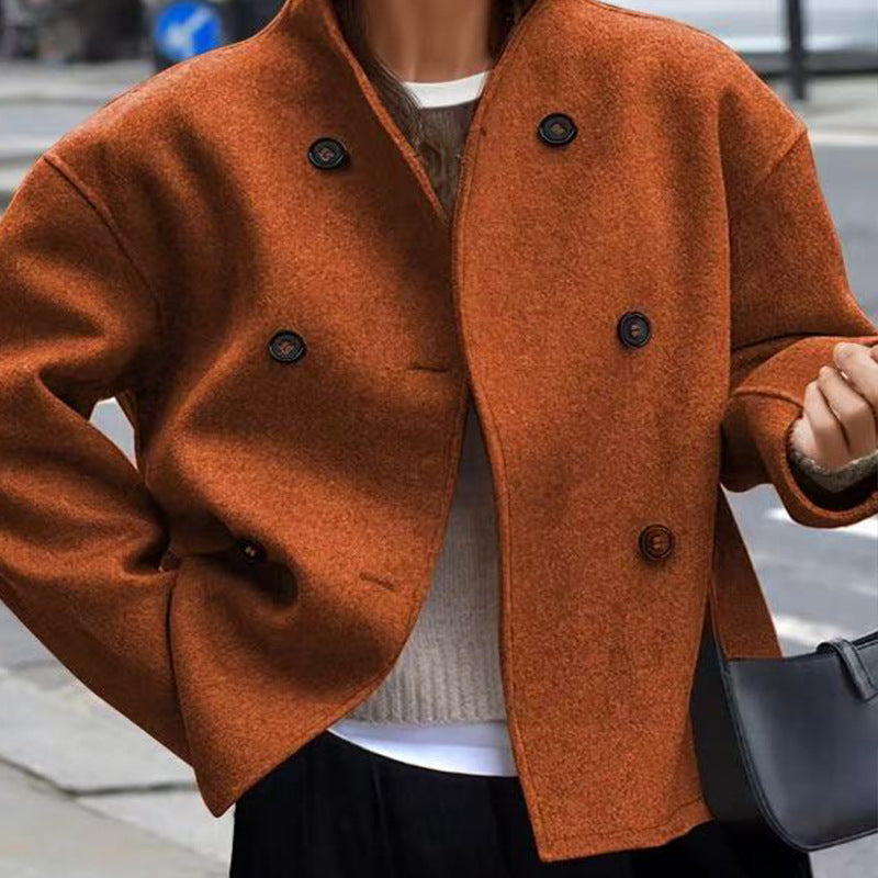 Damen Wolljacke mit doppelter Knopfleiste und weitem Schnitt Amawinc