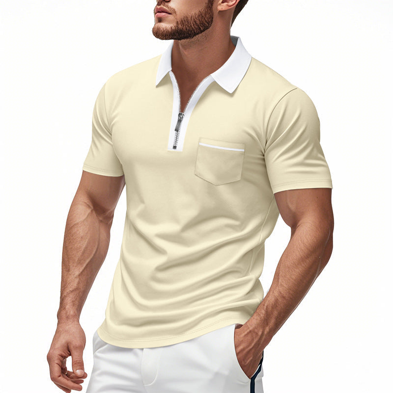 Polo Homme Slim Fit Respirant En Mélange De Coton Avec Fermeture Éclair Et Poche Poitrine Nordic Flair