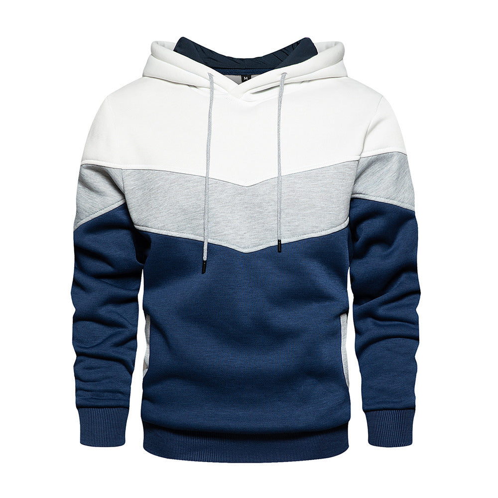 Sweat À Capuche En Mélange De Coton Colorblock Avec Poches Latérales Coupe Décontractée Pour Homme