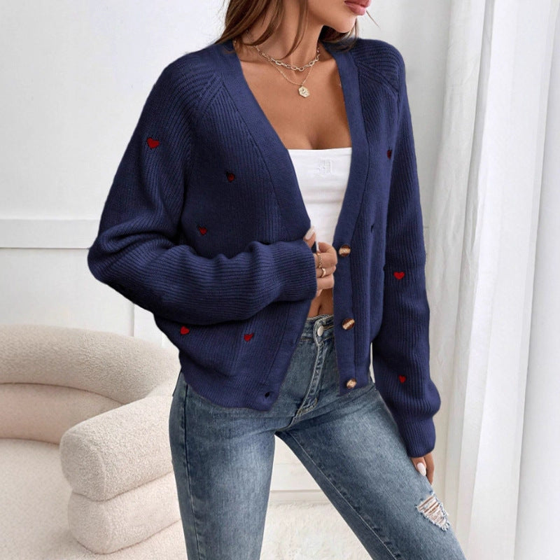 Damen Strickjacke im verspielten Herzdesign Amawinc