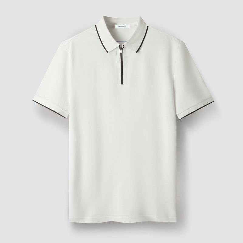 Polo Zippé Meza Respirant et Texturé Polyvalent pour Travail Voyage Fin de Semaine Confort Durable