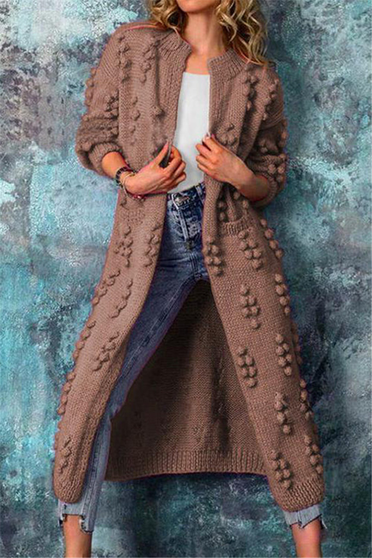 Grace Cardigan Longue En Maille Ouverte Devant Avec Texture Pour Femme Élégance Décontractée Et Confortable