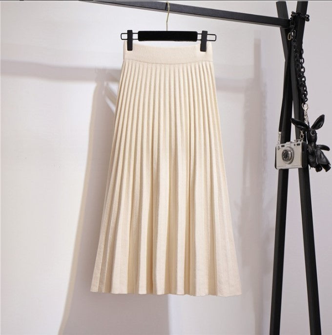 Damen Plissierter Maxi-Rock aus hochwertigem Strickstoff Amawinc