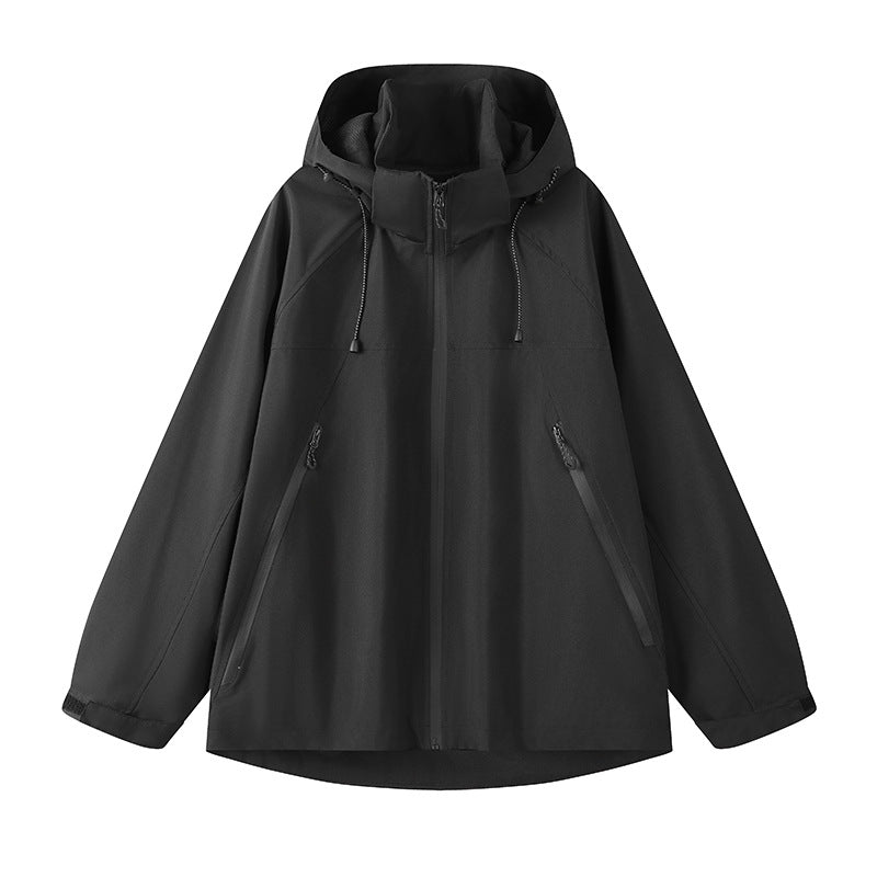 Damen technische Outdoor-Jacke mit verstellbarer Kapuze und funktionalen Reißverschlusstaschen Amawinc