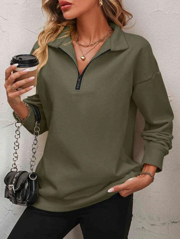 Damen Sweatshirt mit halbem Reißverschluss Amawinc