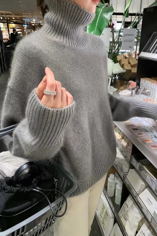 Damen Kuscheliger Rollkragenpullover aus hochwertigem Strick Amawinc