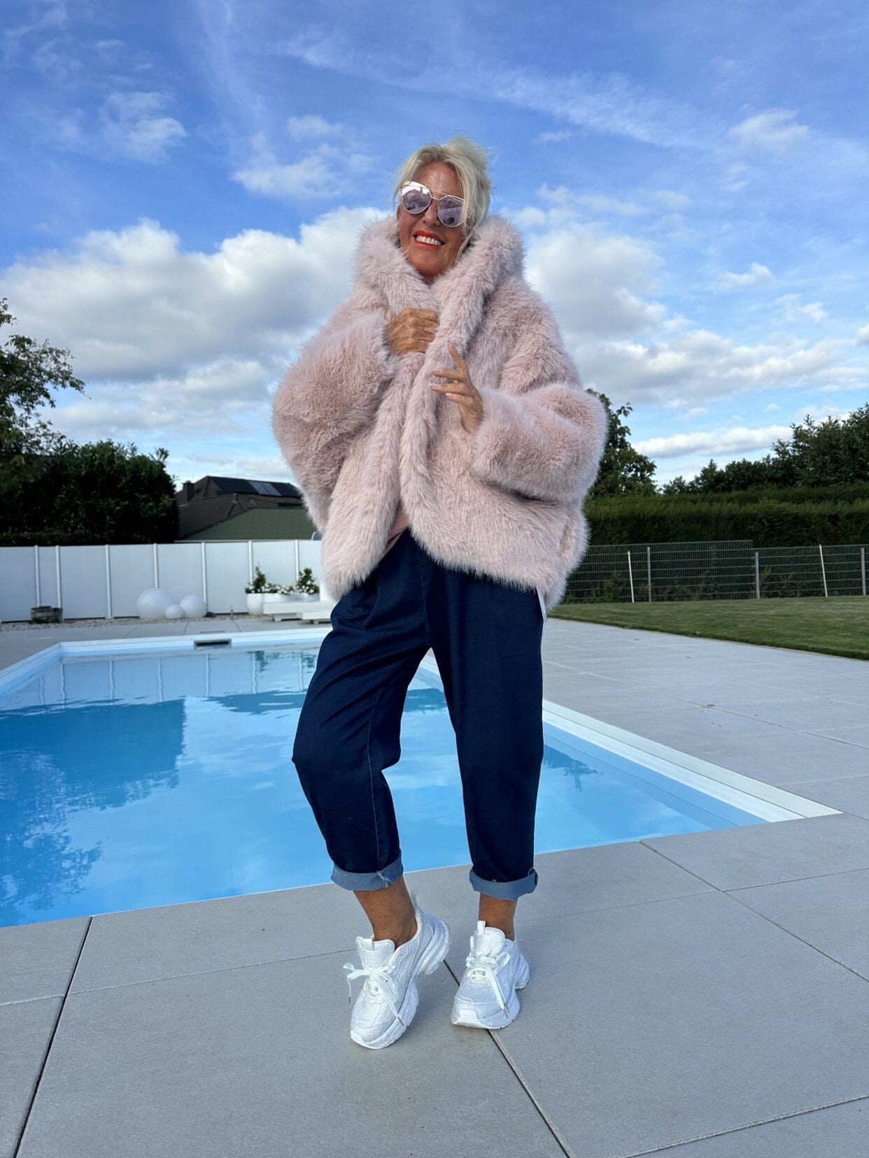 Damen Modische Fleecejacke mit weich gefüttertem Kragen und weitem Schnitt Amawinc