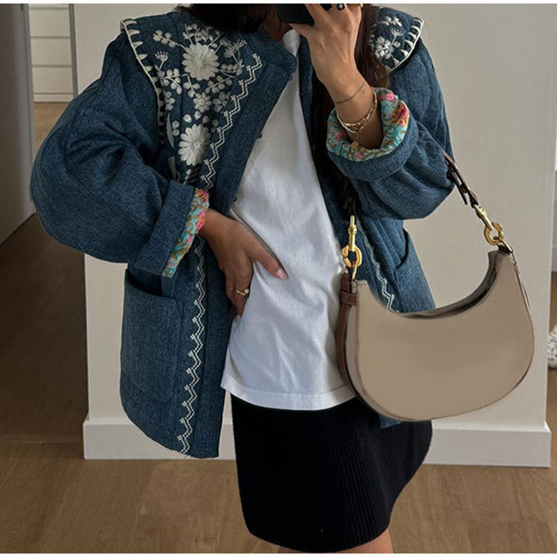 Damen Bestickte Denimjacke Amawinc