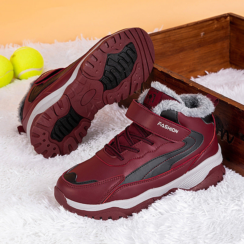 Damen Warm gefütterte Winterstiefel mit rutschfester Sohle und verstellbarem Klettverschluss Amawinc