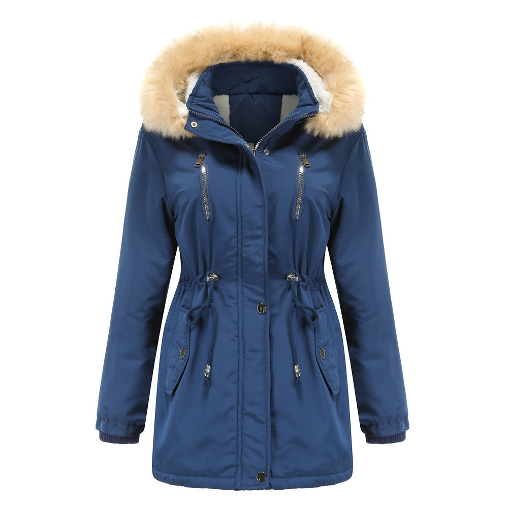 Damen isolierte Winterjacke mit abnehmbarem Kunstfellkragen Amawinc