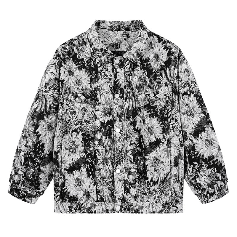 Damen modische Blousonjacke mit floralem Muster Amawinc