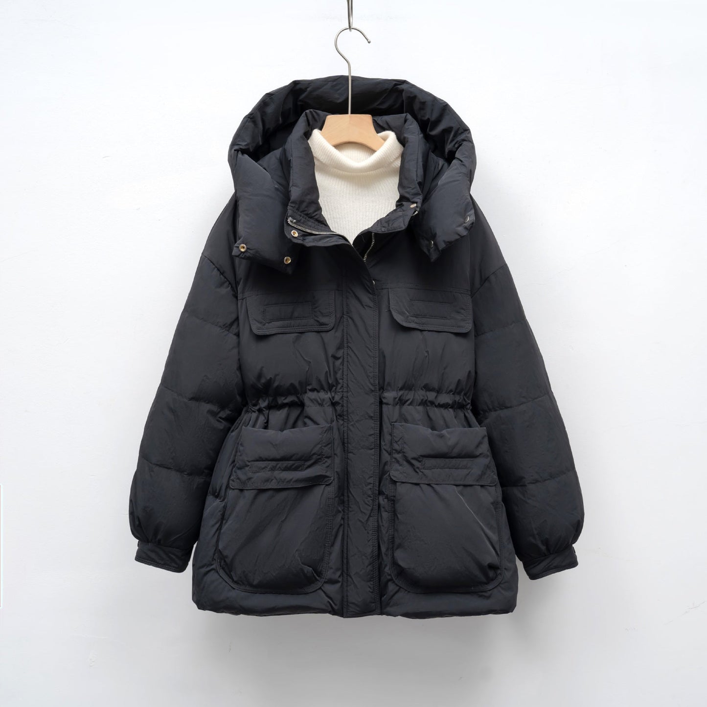 Damen gesteppte Winterjacke mit voluminösem Schnitt und praktischen Taschen Amawinc