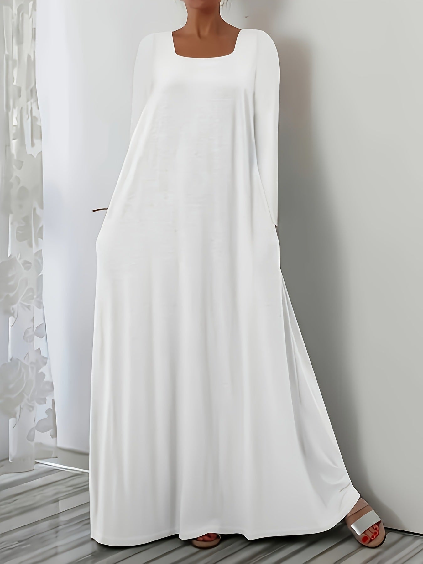 Damen Weit geschnittenes Maxikleid mit praktischen Taschen Amawinc