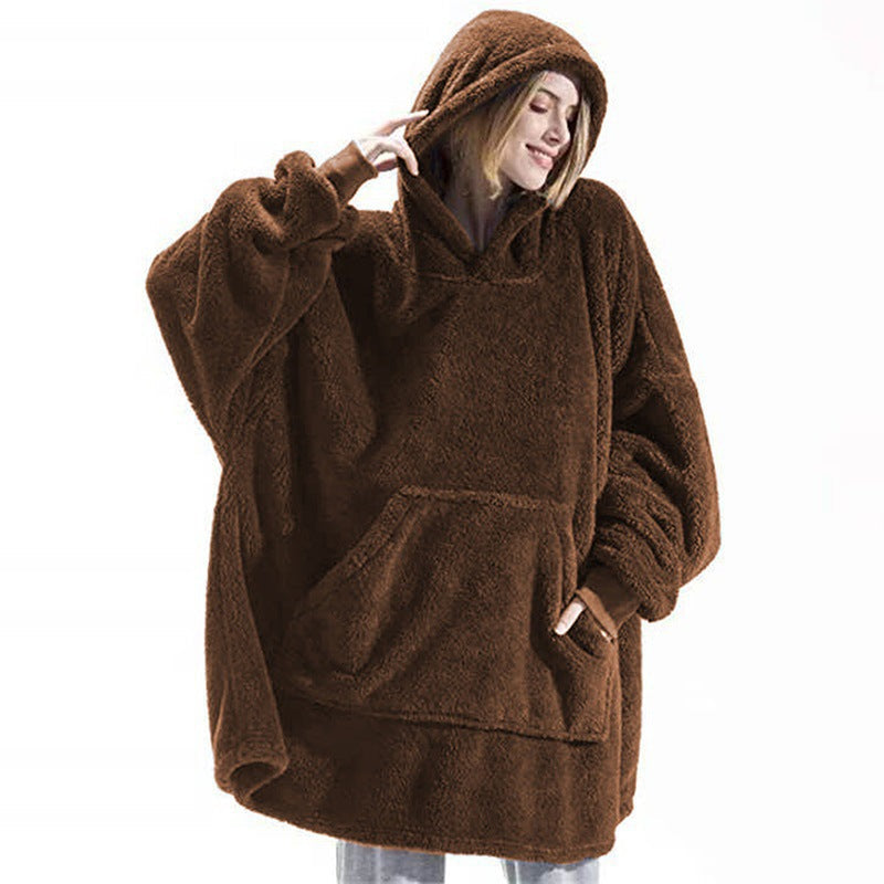 Damen oversize Fleece-Hoodie mit Kängurutasche und Kapuze Amawinc